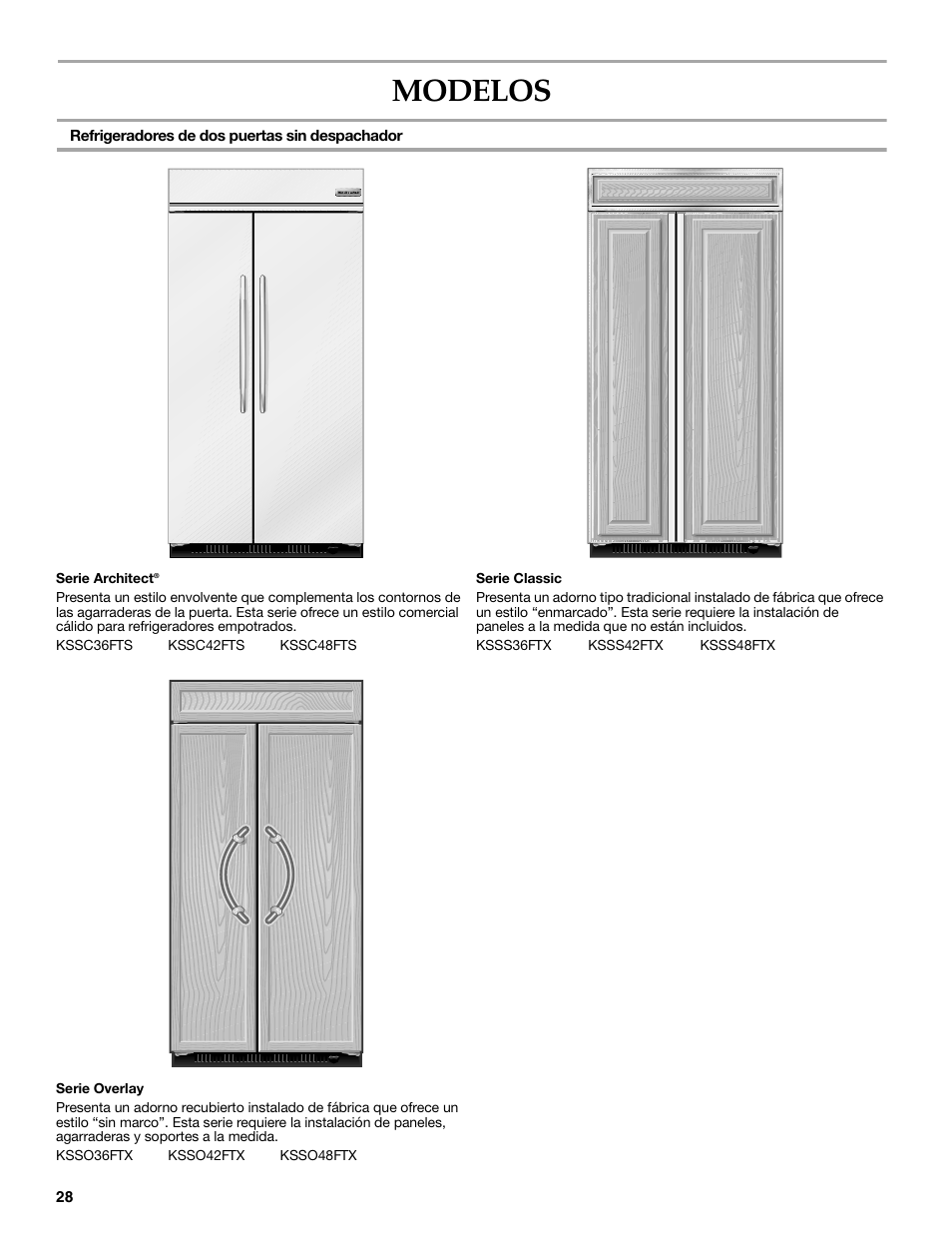 Modelos | KITCHENAID W10291426A User Manual | Page 28 / 76