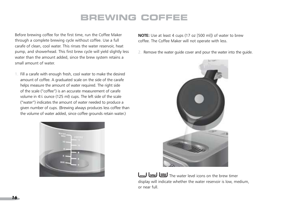 Brewing coffee | KITCHENAID PROLINE 4KPCM050 User Manual | Page 17 / 38