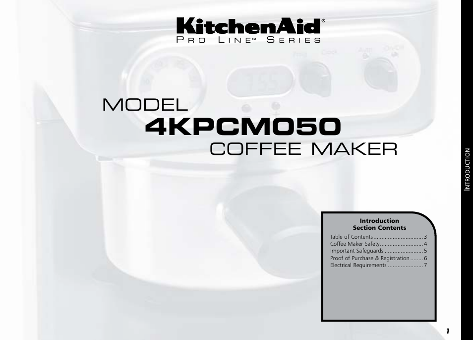 4kpcm050, Model, Coffee maker | KITCHENAID PROLINE 4KPCM050 User Manual | Page 2 / 38