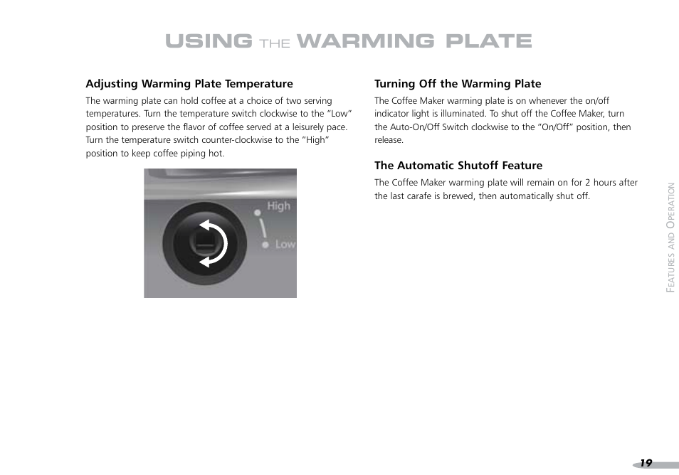 Using, Warming plate | KITCHENAID PROLINE 4KPCM050 User Manual | Page 20 / 38