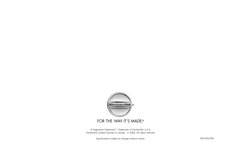 For the way it’s made | KITCHENAID PROLINE 4KPCM050 User Manual | Page 38 / 38