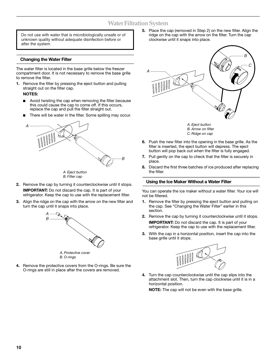 Water filtration system | KITCHENAID W10161714A User Manual | Page 10 / 64