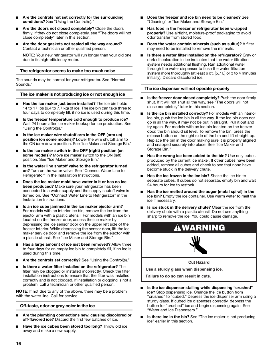 Warning | KITCHENAID W10161714A User Manual | Page 16 / 64