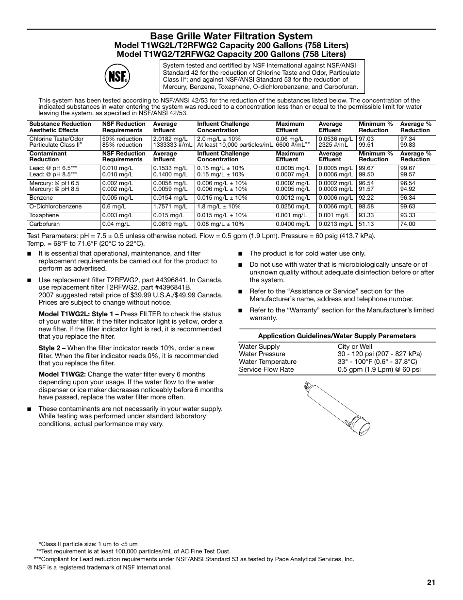 Base grille water filtration system | KITCHENAID W10161714A User Manual | Page 21 / 64