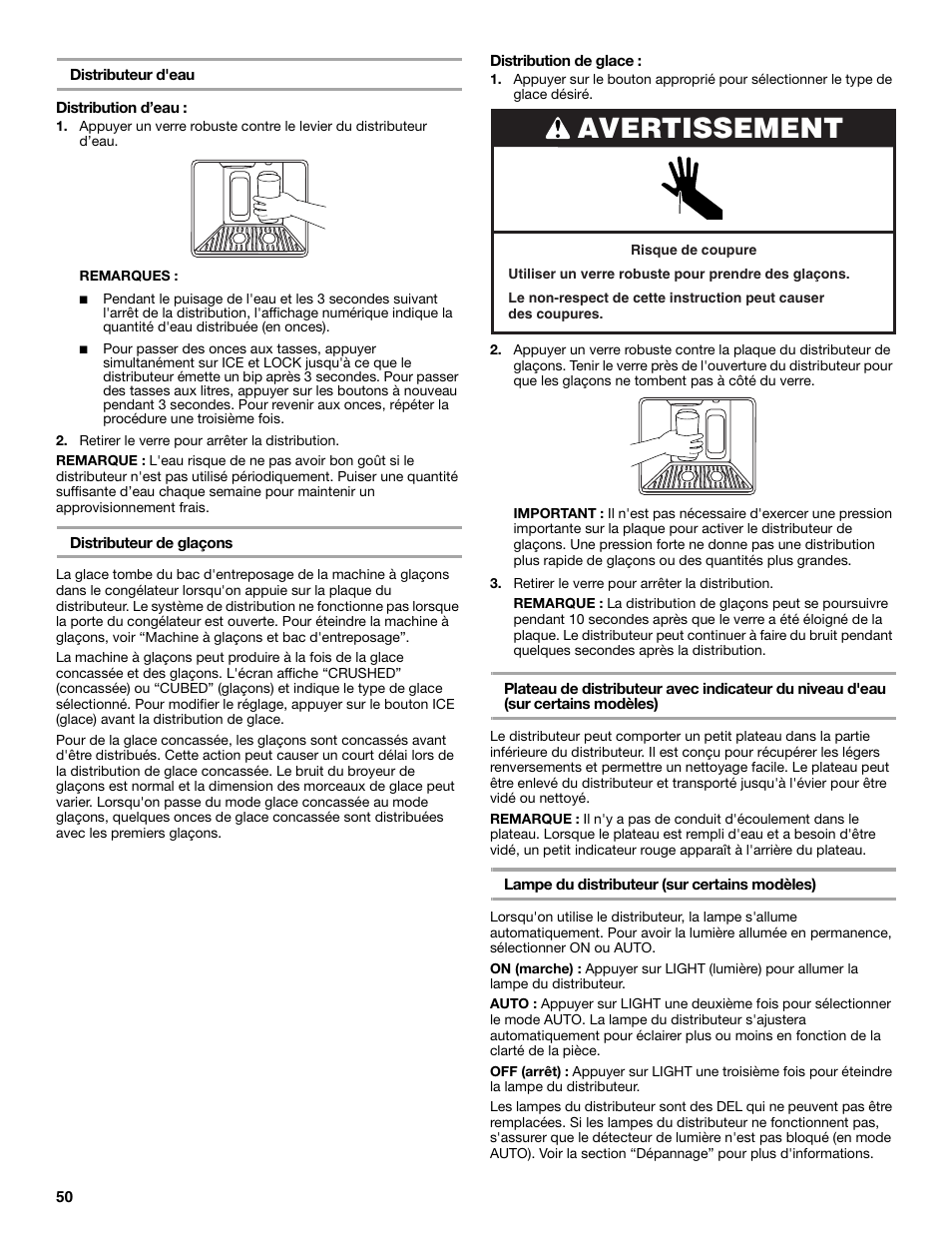 Avertissement | KITCHENAID W10161714A User Manual | Page 50 / 64