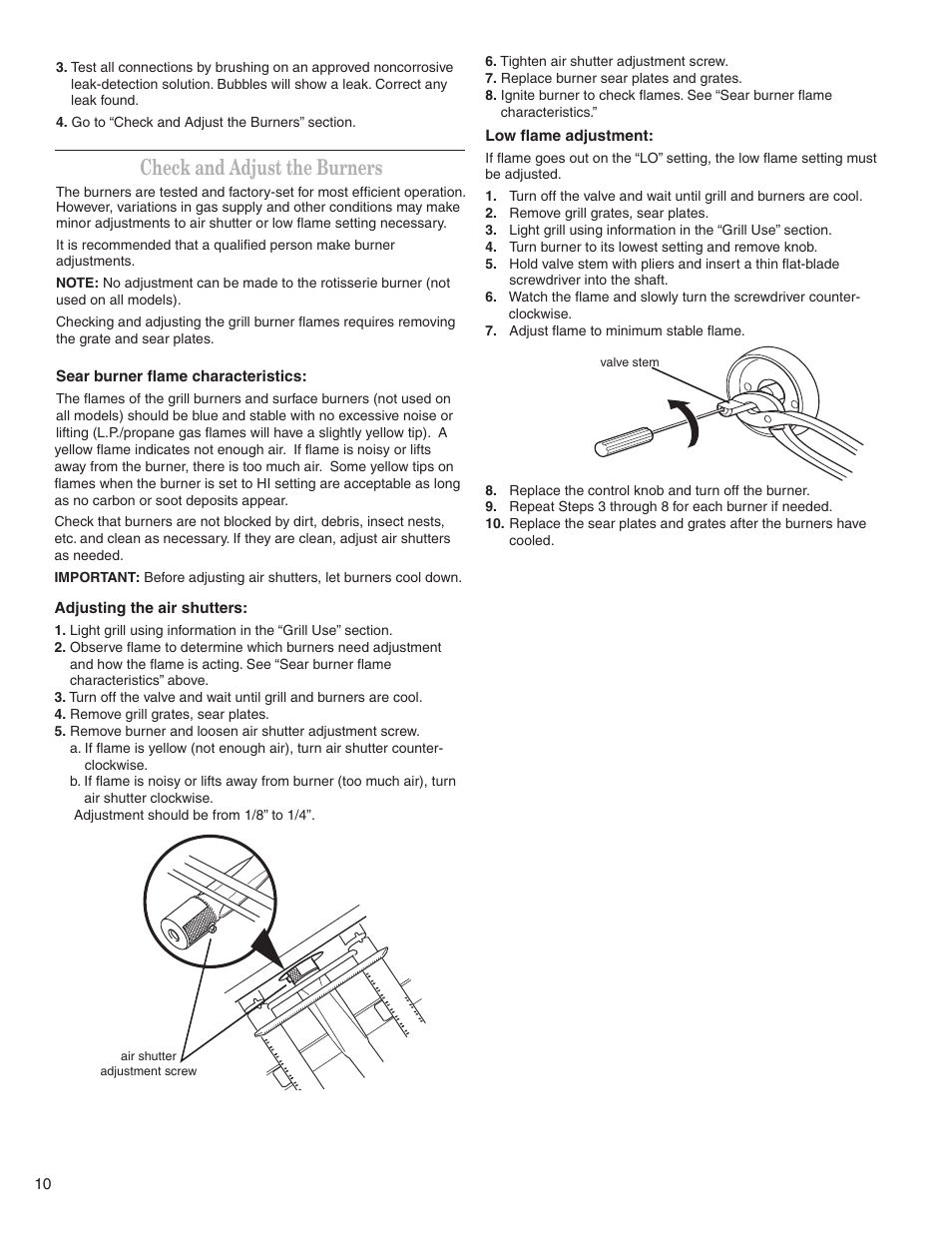 Check and adjust the burners | KITCHENAID KBGS274SSS0 User Manual | Page 10 / 20