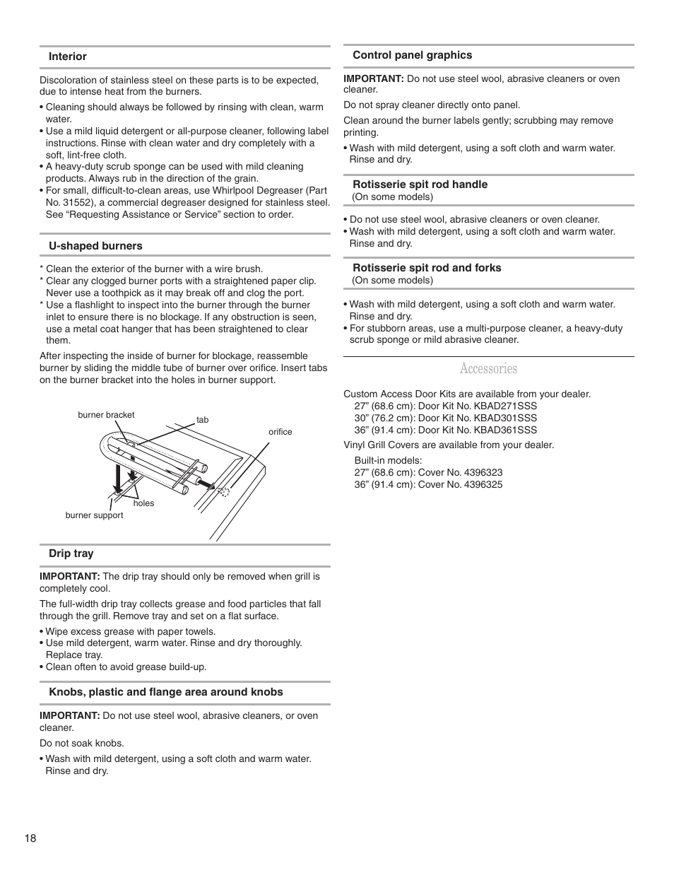 Accessories | KITCHENAID KBGS274SSS0 User Manual | Page 18 / 20