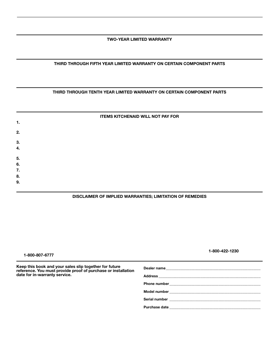 Kitchenaid, Dryer warranty | KITCHENAID FRONT-LOADINGGAS DRYER User Manual | Page 23 / 72