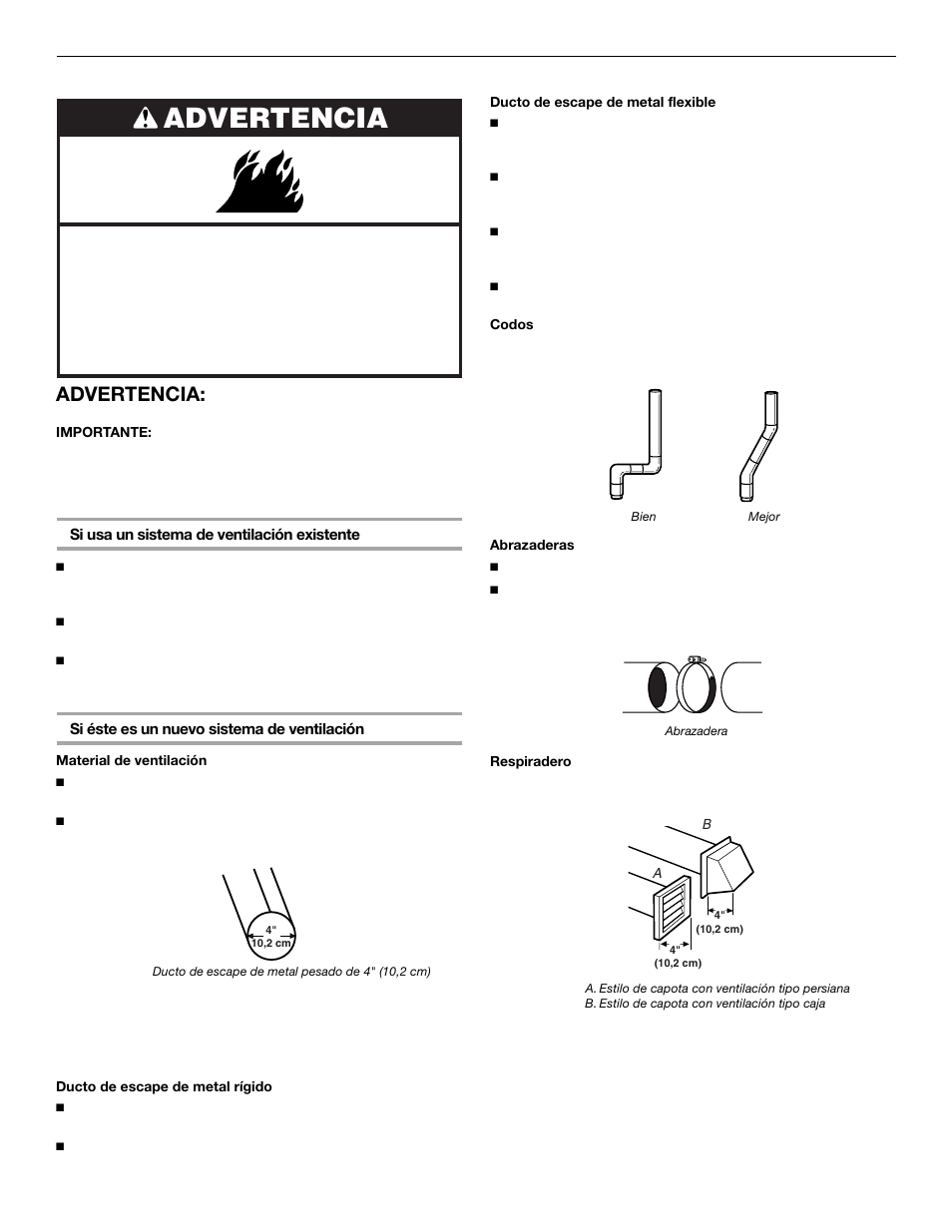 Requisitos de ventilación, Advertencia | KITCHENAID FRONT-LOADINGGAS DRYER User Manual | Page 31 / 72