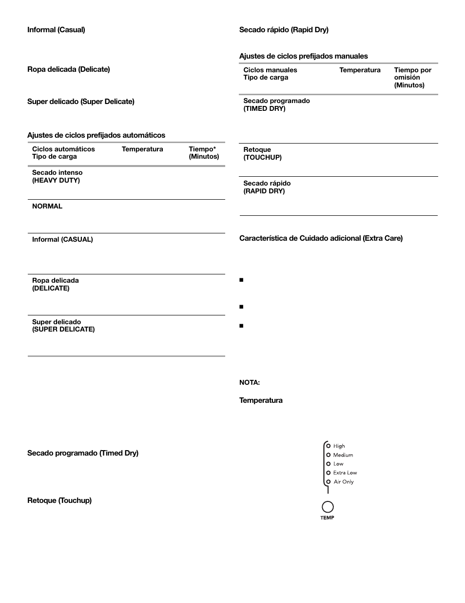 Características adicionales | KITCHENAID FRONT-LOADINGGAS DRYER User Manual | Page 40 / 72