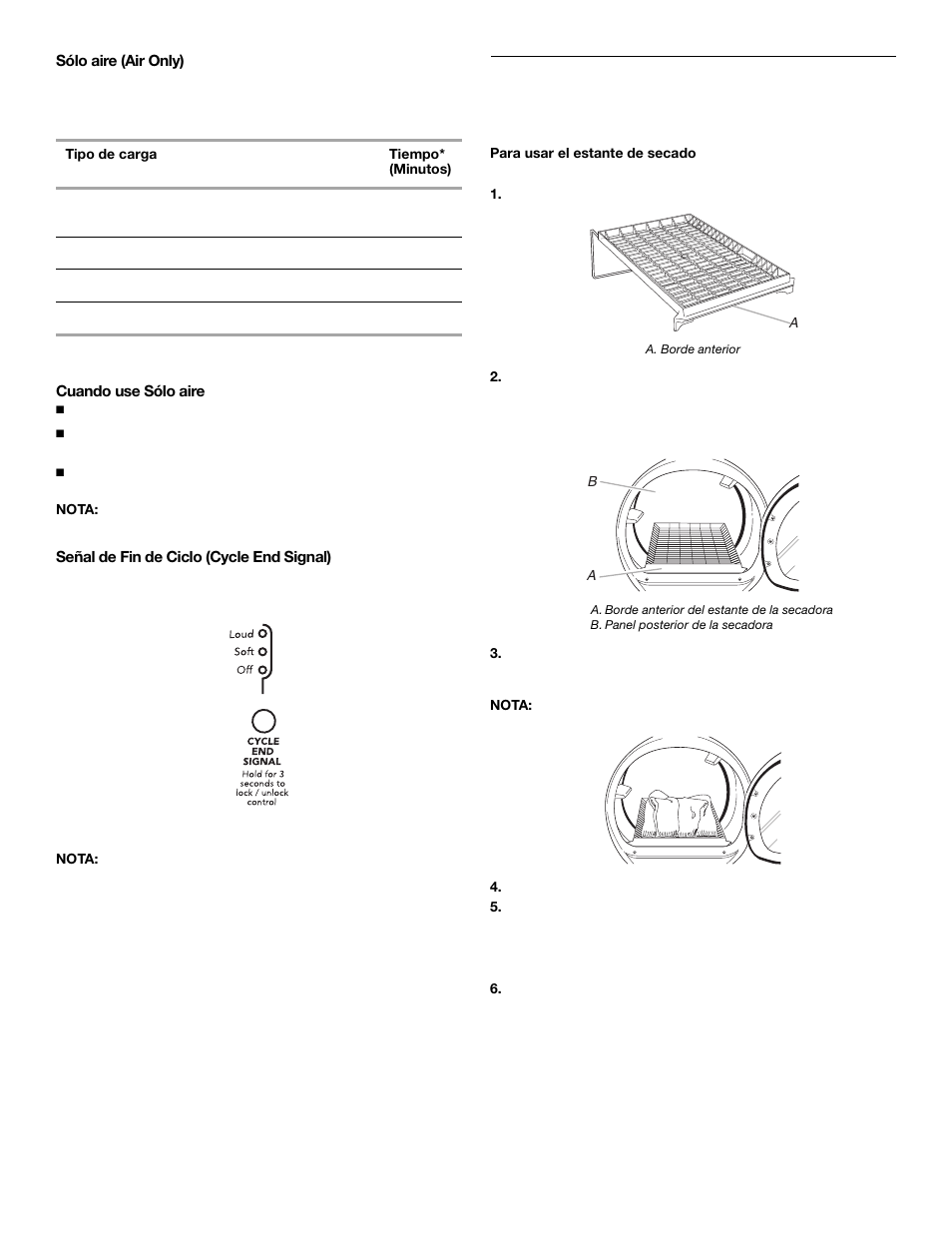Estante de secado | KITCHENAID FRONT-LOADINGGAS DRYER User Manual | Page 41 / 72