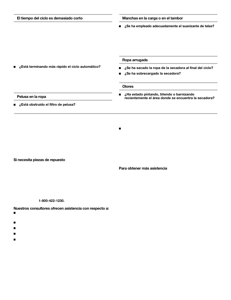Ayuda o servicio técnico | KITCHENAID FRONT-LOADINGGAS DRYER User Manual | Page 45 / 72