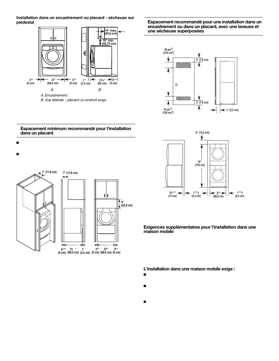 L'installation dans une maison mobile exige | KITCHENAID FRONT-LOADINGGAS DRYER User Manual | Page 51 / 72