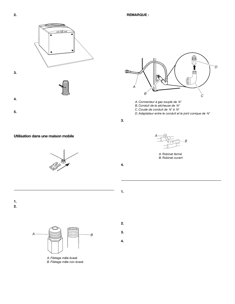 Raccordement au gaz, Raccordement du conduit d’évacuation | KITCHENAID FRONT-LOADINGGAS DRYER User Manual | Page 57 / 72