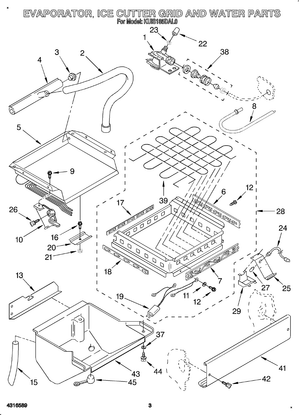 Evaporator, ice cutter grid and water | KITCHENAID KUIS185DAL0 User Manual | Page 4 / 11