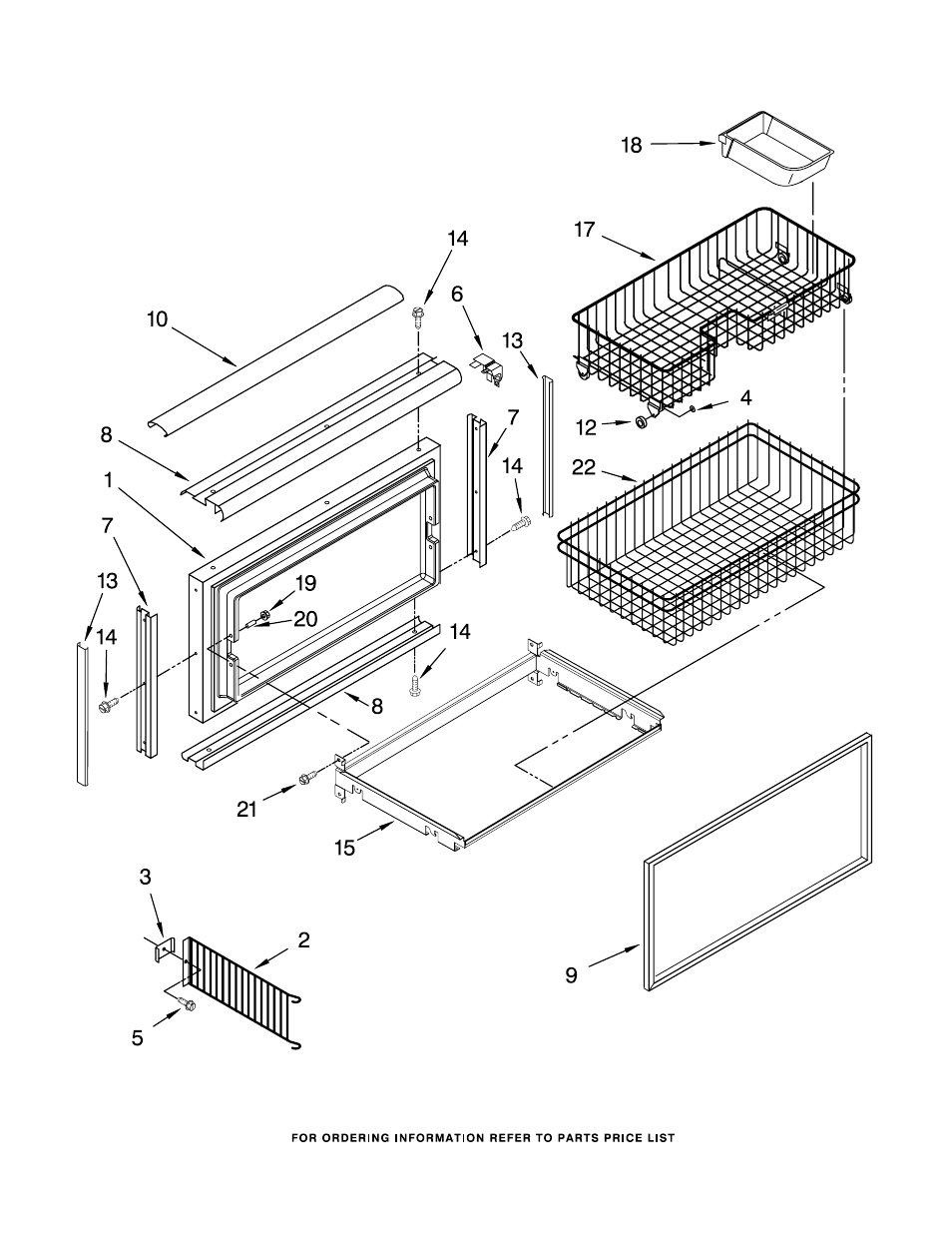 Freezer door and basket, Freezer door and basket parts | KITCHENAID KBLO36FMX01 User Manual | Page 9 / 18