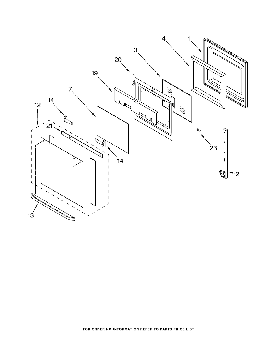 Oven door, Oven door parts | KITCHENAID KEBC167MSS00 User Manual | Page 3 / 7