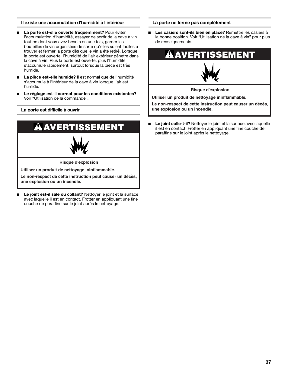 Avertissement | KITCHENAID KUWO24LSBX User Manual | Page 37 / 40