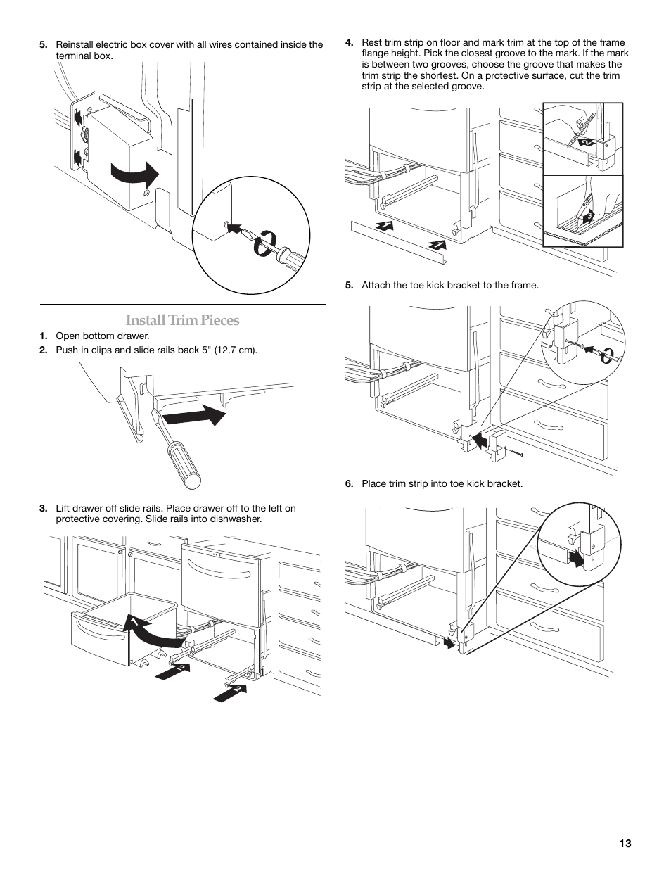 Install trim pieces | KITCHENAID W10118037B User Manual | Page 13 / 52