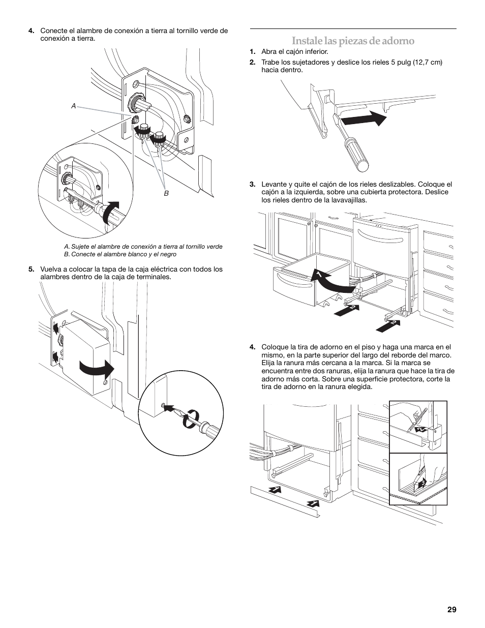 Instale las piezas de adorno | KITCHENAID W10118037B User Manual | Page 29 / 52