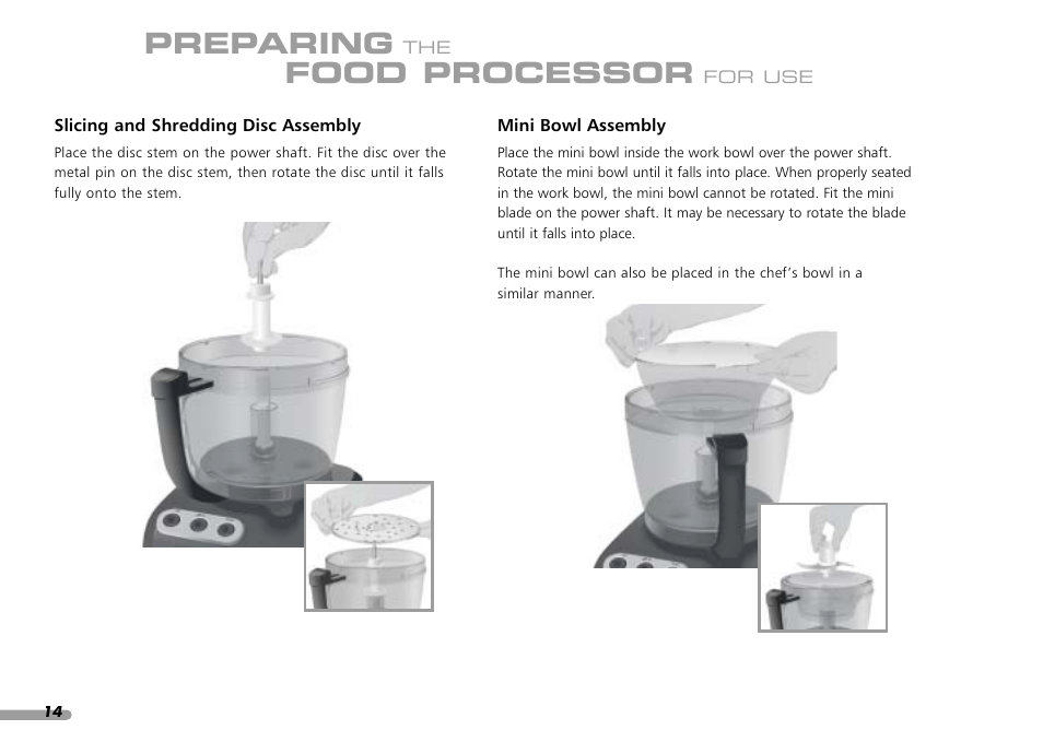 Preparing, Food processor | KITCHENAID KPFP850 User Manual | Page 16 / 99