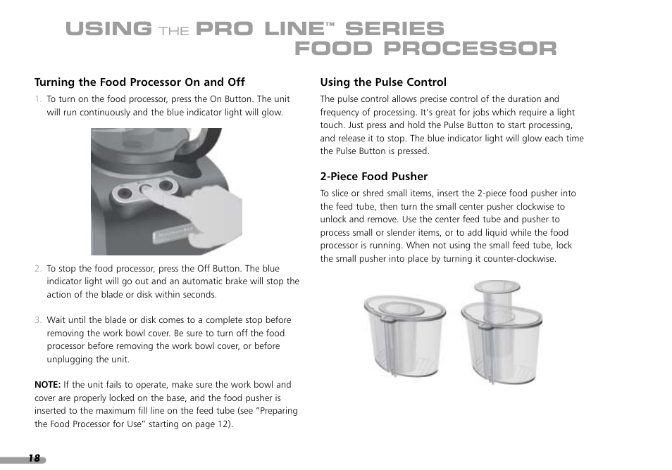 Using, Pro line, Series food processor | KITCHENAID KPFP850 User Manual | Page 20 / 99