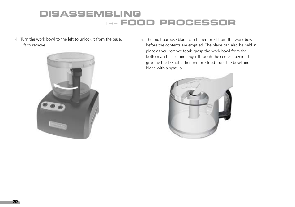 Disassembling, Food processor | KITCHENAID KPFP850 User Manual | Page 22 / 99