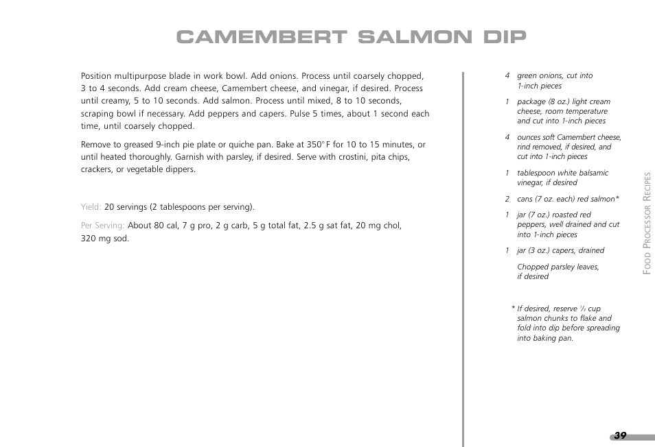 Camembert salmon dip | KITCHENAID KPFP850 User Manual | Page 41 / 99