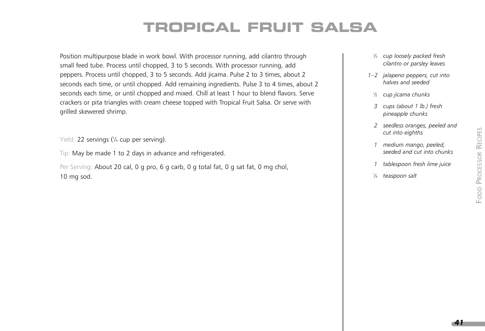 Tropical fruit salsa | KITCHENAID KPFP850 User Manual | Page 43 / 99