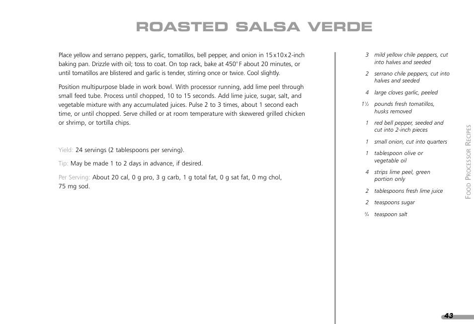 Roasted salsa verde | KITCHENAID KPFP850 User Manual | Page 45 / 99