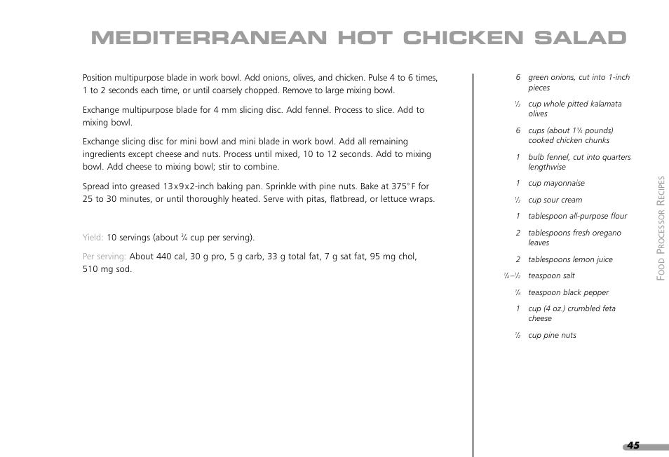 Mediterranean hot chicken salad | KITCHENAID KPFP850 User Manual | Page 47 / 99