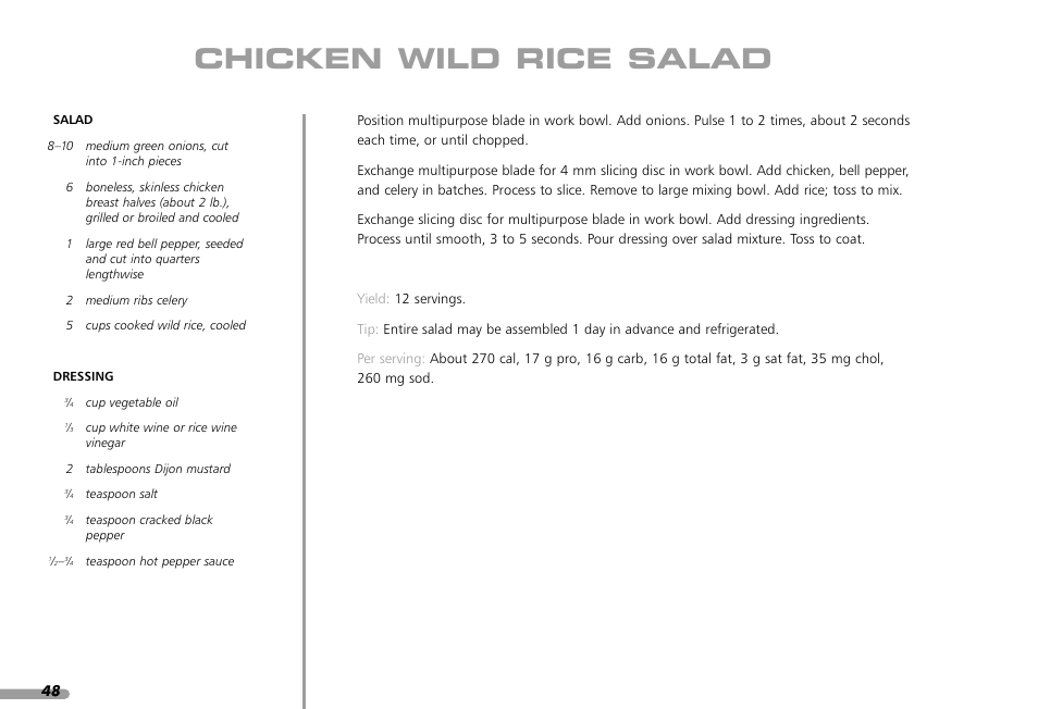 Chicken wild rice salad | KITCHENAID KPFP850 User Manual | Page 50 / 99
