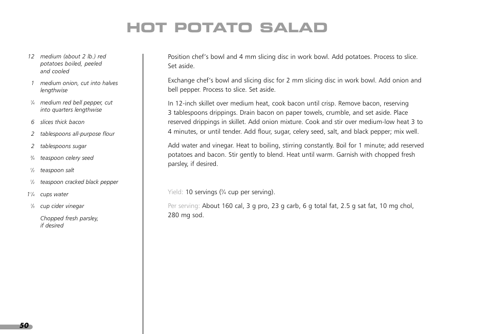 Hot potato salad | KITCHENAID KPFP850 User Manual | Page 52 / 99