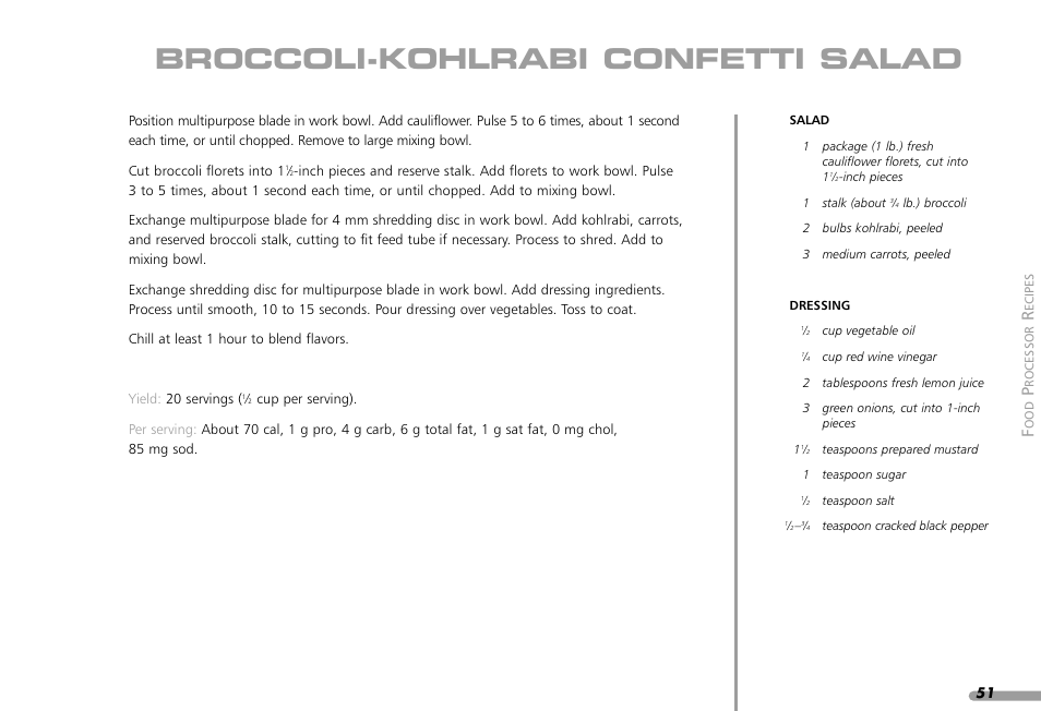 Broccoli-kohlrabi confetti salad | KITCHENAID KPFP850 User Manual | Page 53 / 99