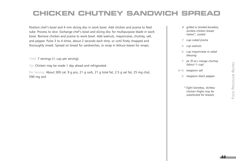 Chicken chutney sandwich spread | KITCHENAID KPFP850 User Manual | Page 55 / 99