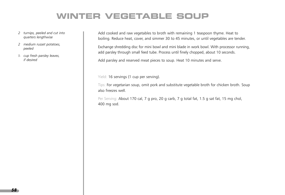 Winter vegetable soup | KITCHENAID KPFP850 User Manual | Page 60 / 99