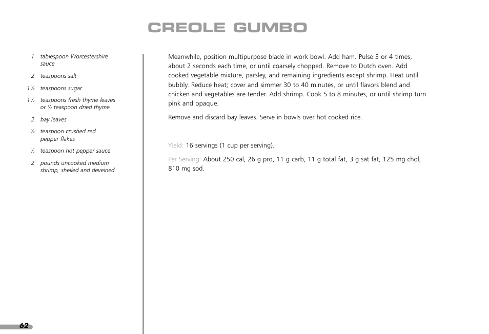 Creole gumbo | KITCHENAID KPFP850 User Manual | Page 64 / 99