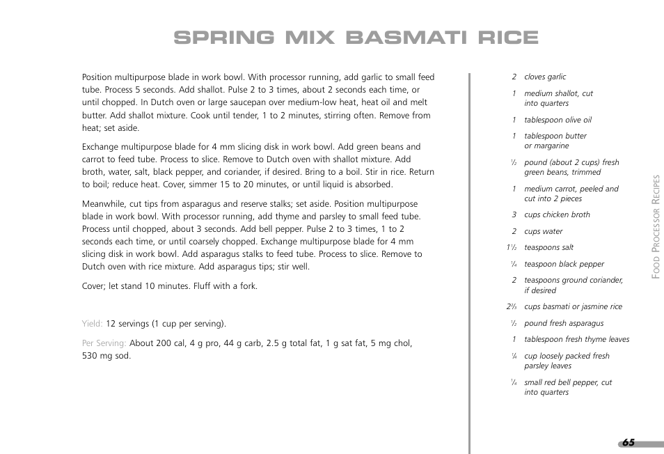 Spring mix basmati rice | KITCHENAID KPFP850 User Manual | Page 67 / 99