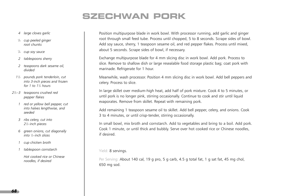 Szechwan pork | KITCHENAID KPFP850 User Manual | Page 70 / 99