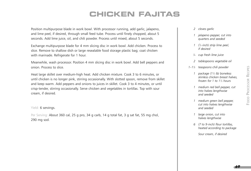 Chicken fajitas | KITCHENAID KPFP850 User Manual | Page 71 / 99