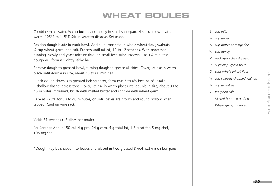 Wheat boules | KITCHENAID KPFP850 User Manual | Page 77 / 99