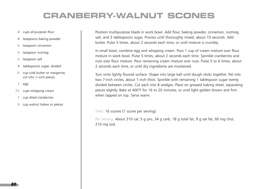 Cranberry-walnut scones | KITCHENAID KPFP850 User Manual | Page 82 / 99