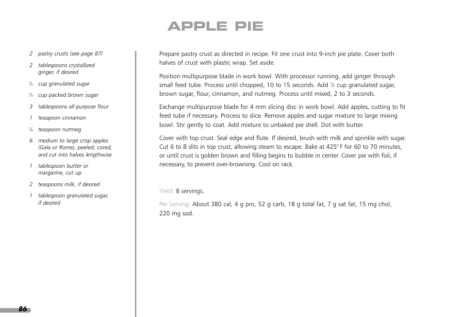 Apple pie | KITCHENAID KPFP850 User Manual | Page 88 / 99