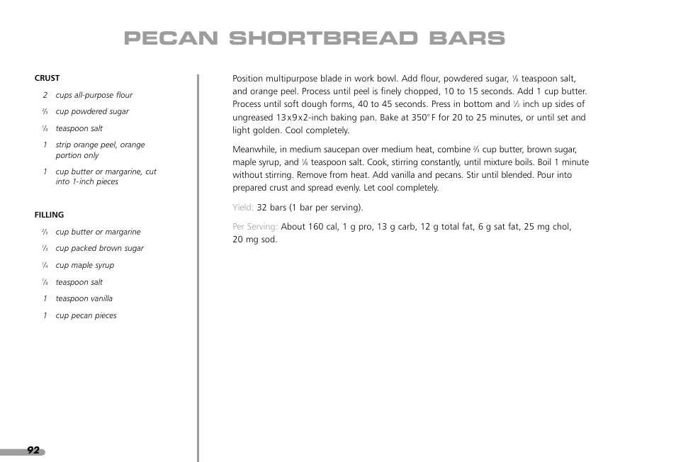 Pecan shortbread bars | KITCHENAID KPFP850 User Manual | Page 94 / 99