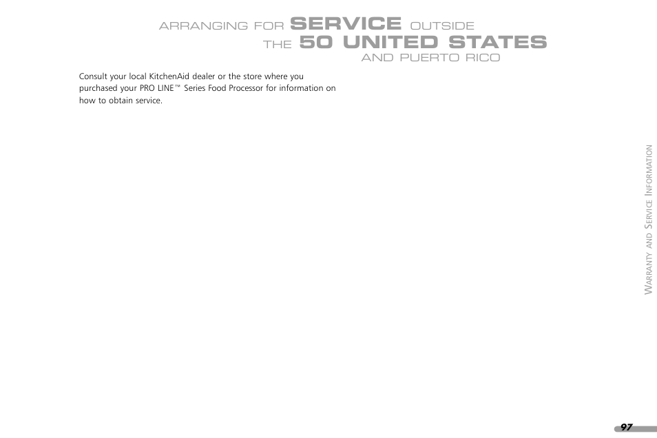 Service, 50 united states | KITCHENAID KPFP850 User Manual | Page 99 / 99