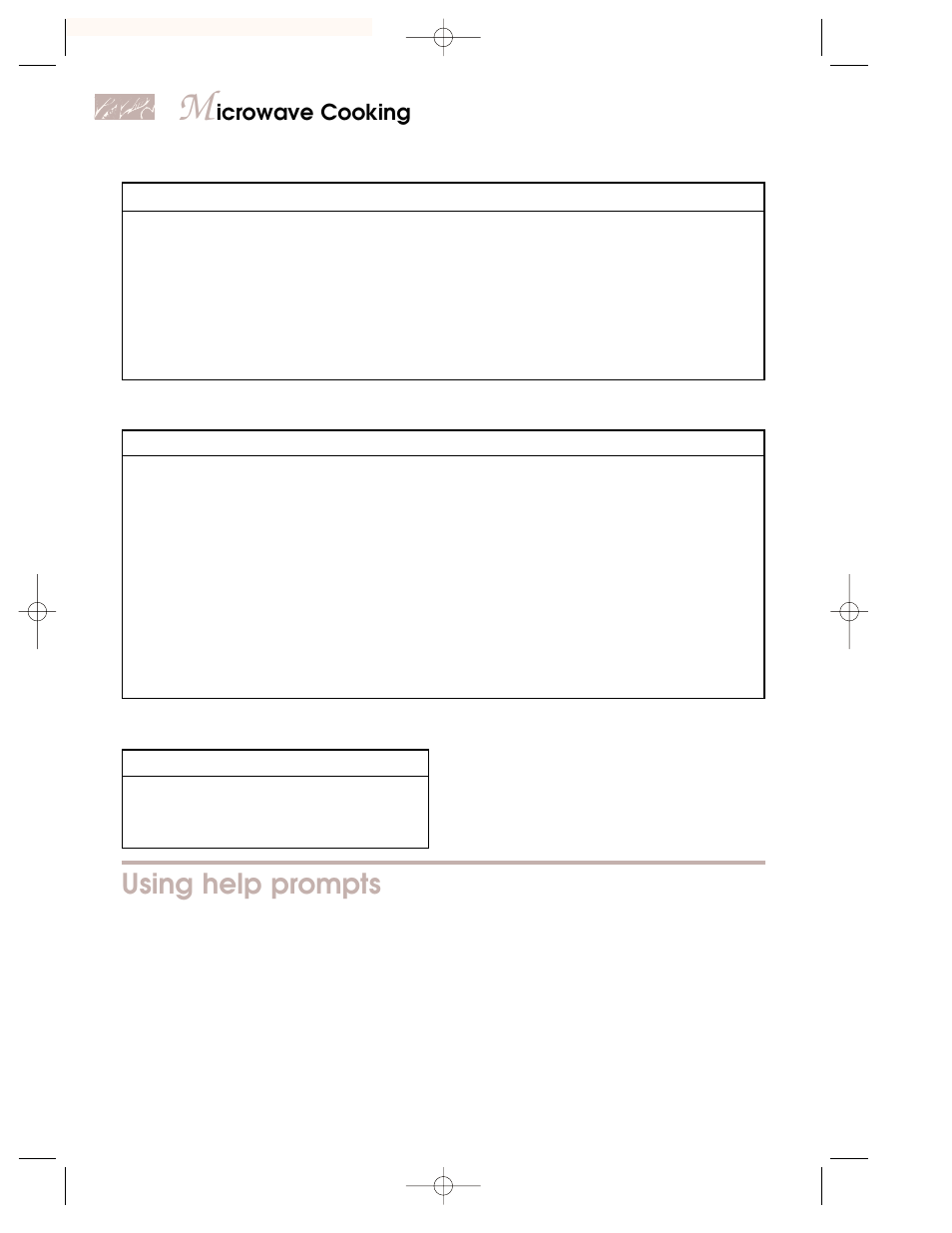 Using help prompts, Icrowave cooking | KITCHENAID KEMI301G User Manual | Page 26 / 56