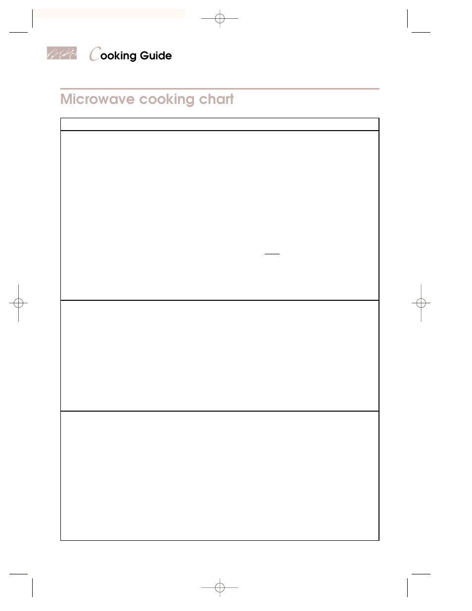 Microwave cooking chart, Ooking guide | KITCHENAID KEMI301G User Manual | Page 28 / 56