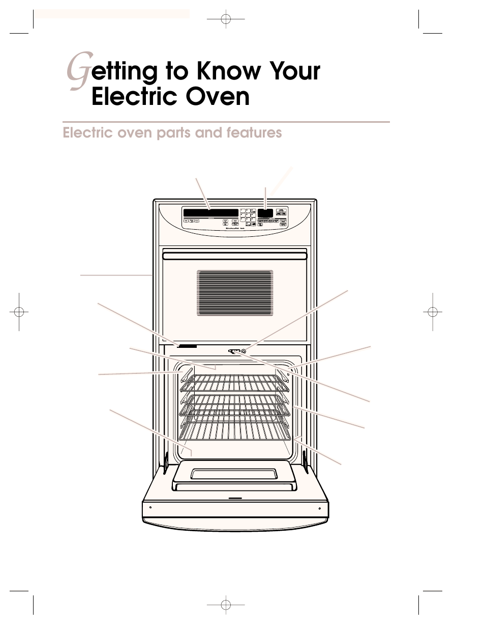 G etting to know your electric oven, Etting to know your electric oven, Electric oven parts and features | KITCHENAID KEMI301G User Manual | Page 34 / 56