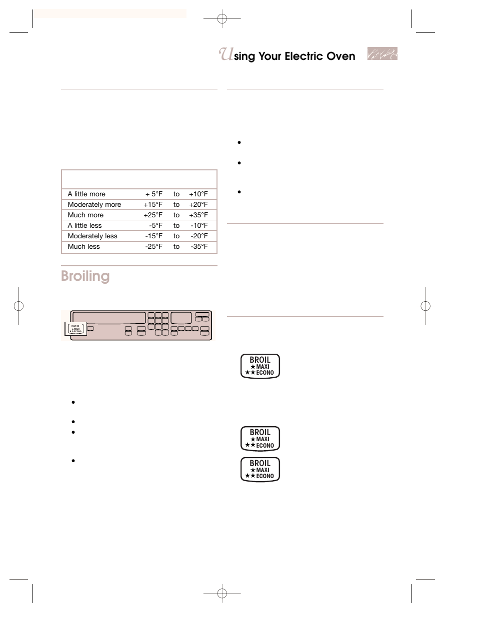 Broiling, Sing your electric oven | KITCHENAID KEMI301G User Manual | Page 43 / 56