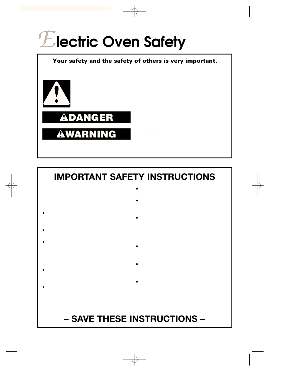 E lectric oven safety, Lectric oven safety, Wdanger w warning | KITCHENAID KEMI301G User Manual | Page 6 / 56